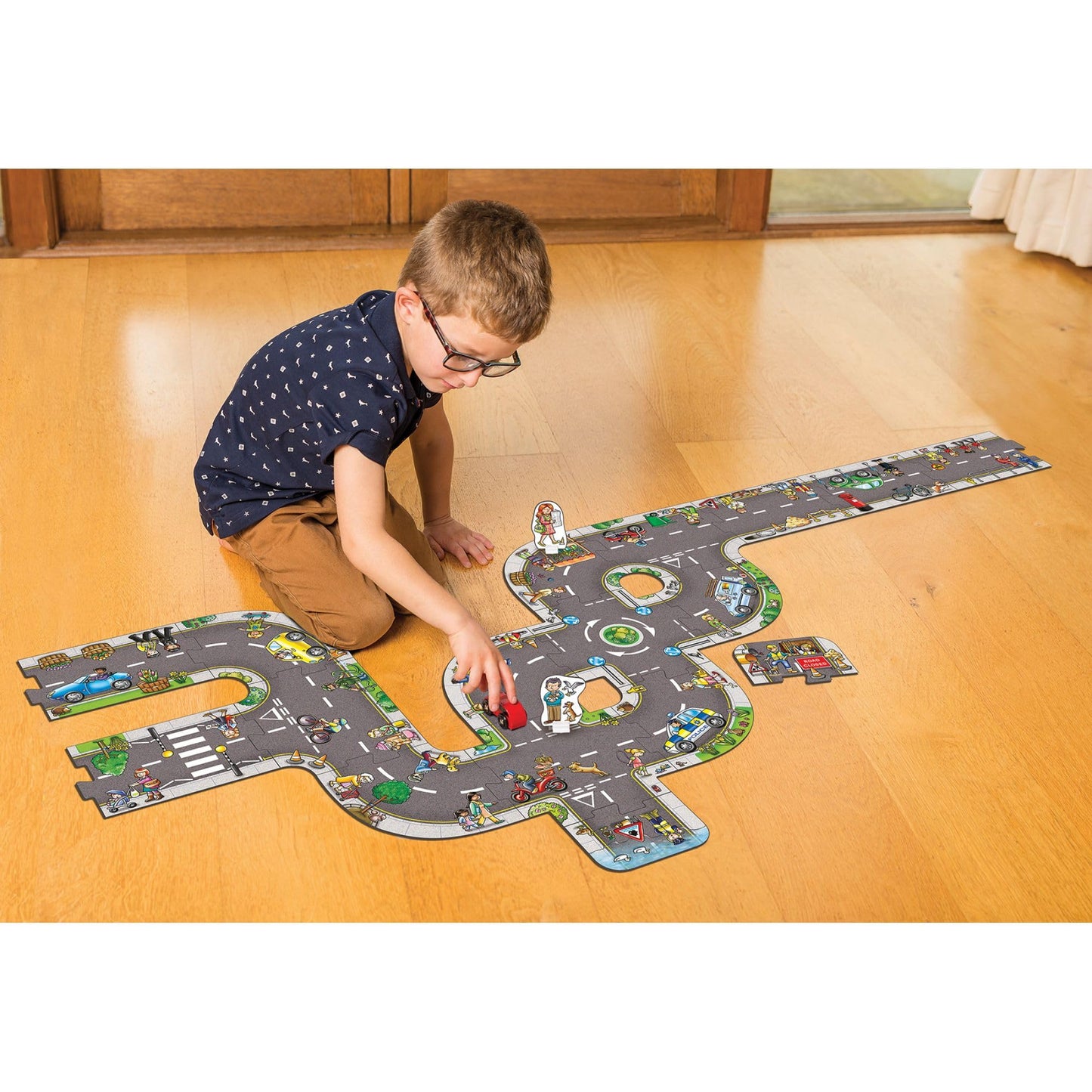 Orchard Toys Giant Road Floor Puzzle - Large Interchangeable Car Track Jigsaw Puzzles for 3 Year Olds - Alternative Road Mat for Toy Cars - Educational Kids Jigsaw for Toddlers - Age 3+