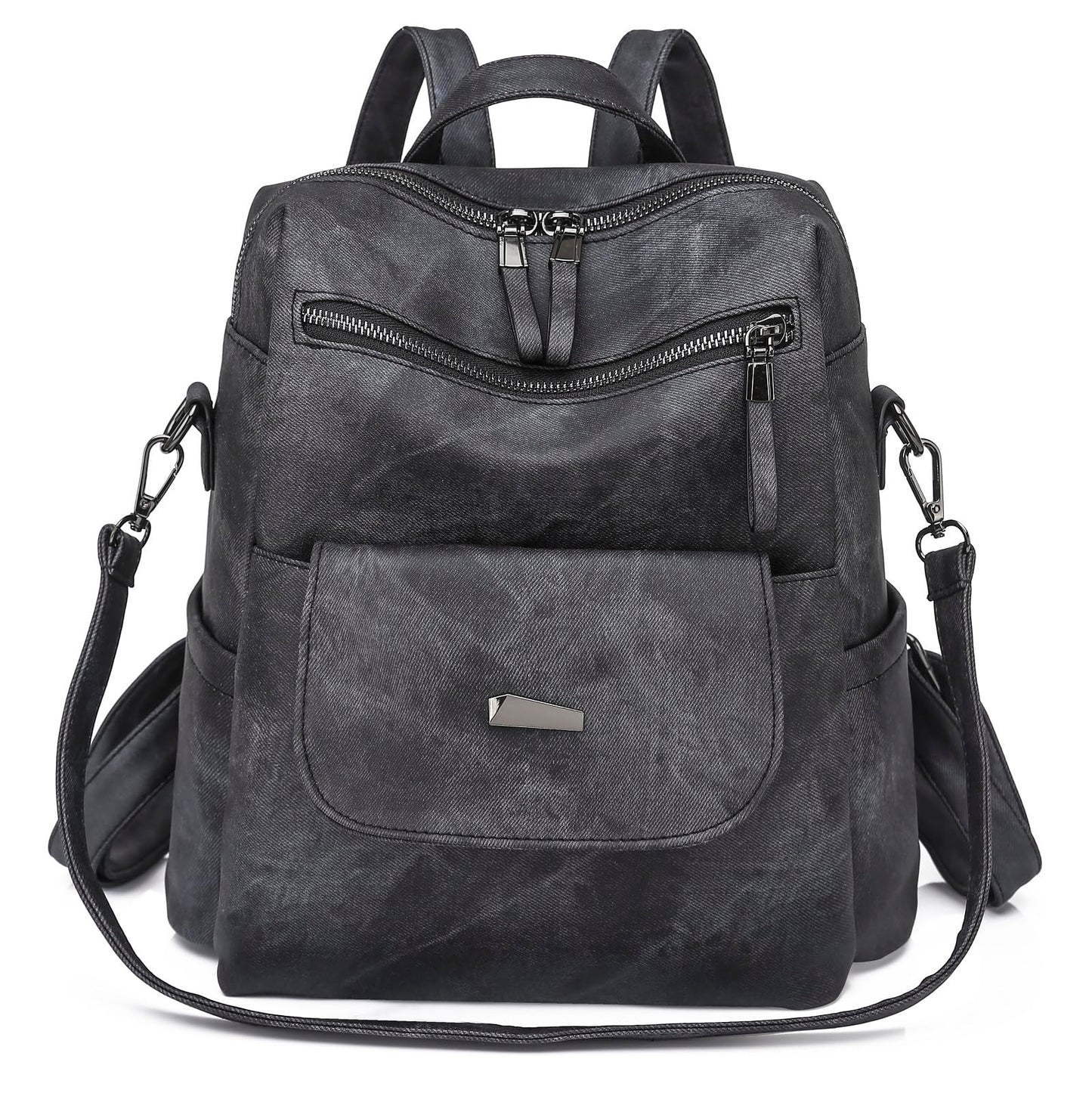Puwuzixi Women Backpack Waterproof Anti-Theft Lightweight PU Fashion Travel Multipurpose Convertible Purse Shoulder Bag Handbag Backpack Black