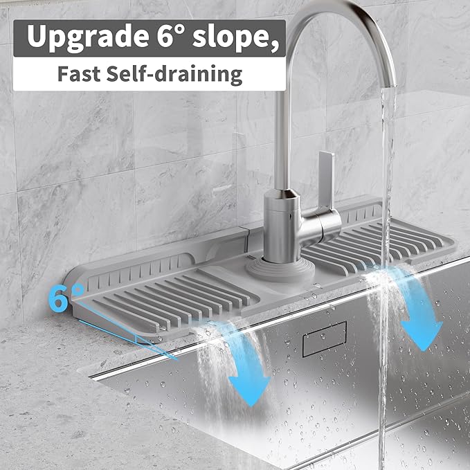 WAFT YEARN 17X5 Inch Silicone Durable Faucet Mat Kitchen Sink Splash Guard