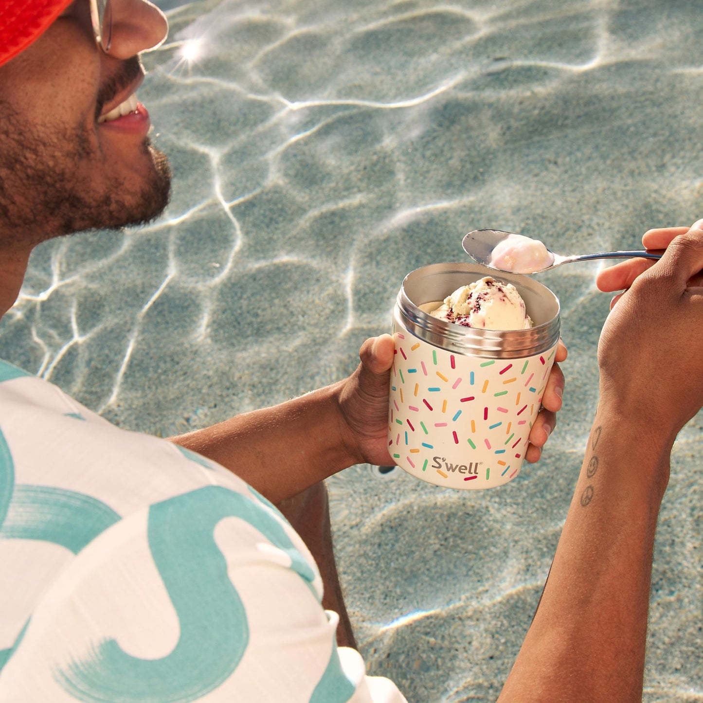 S'well Stainless Steel Ice Cream Chiller, 16oz, Sweet Sprinkle, Triple Layered Vacuum Insulated Container Keeps Ice Cream Frozen For Up To Four Hours, BPA Free