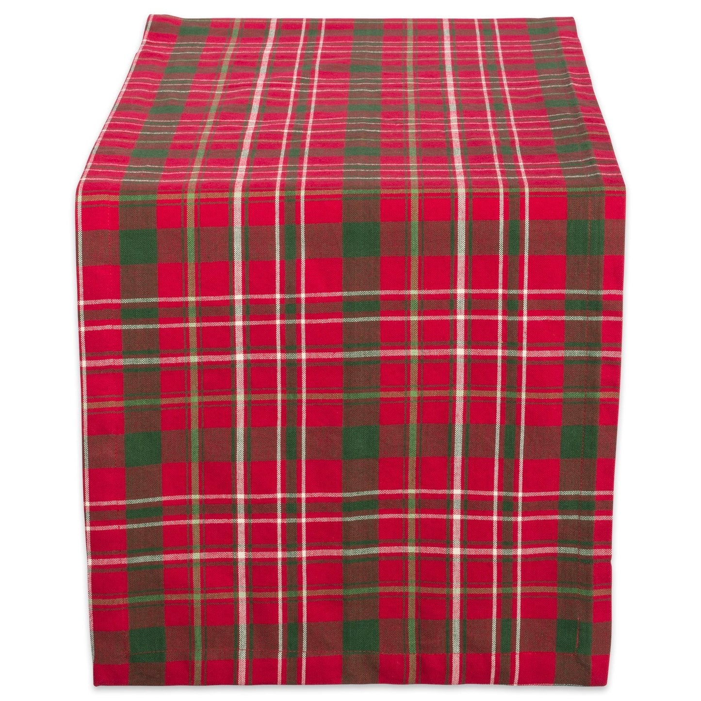 DII Holiday Dining Table Linen Collection Tartan Holly Plaid, Christmas Table Runner, 14x108, Red & Green
