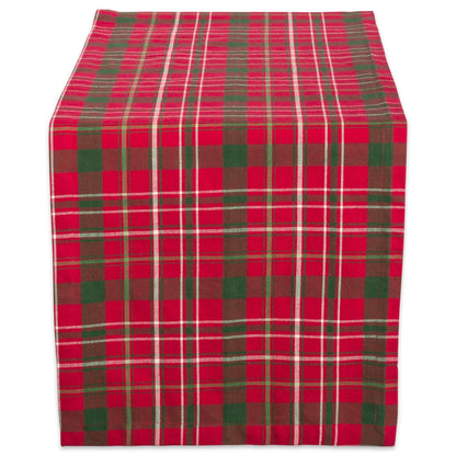 DII Holiday Dining Table Linen Collection Tartan Holly Plaid, Christmas Table Runner, 14x108, Red & Green