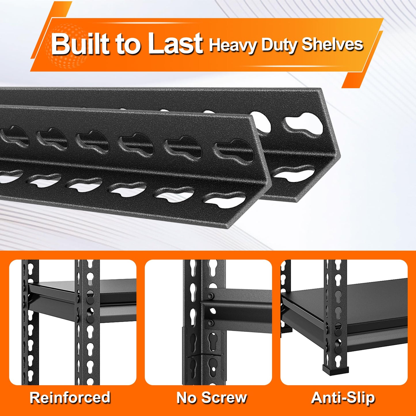 Huhaneon Utility Storage Garage Shelving - 48'' Wide 2,000 Lbs Heavy Duty 4 Tier Metal Shelves Adjustable - Freestanding Rack Units for Basement Kitchen Pantry - Black 48" W x 16" D x 72" H
