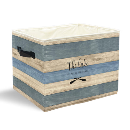 JFFTLL Lake House Storage Bins with Handles, Gifts for Lakes Lovers, the Lake Is My Happy Place Collapsible Laundry Basket Storage Box for Home Bedroom Bathroom Clothes Toys Books