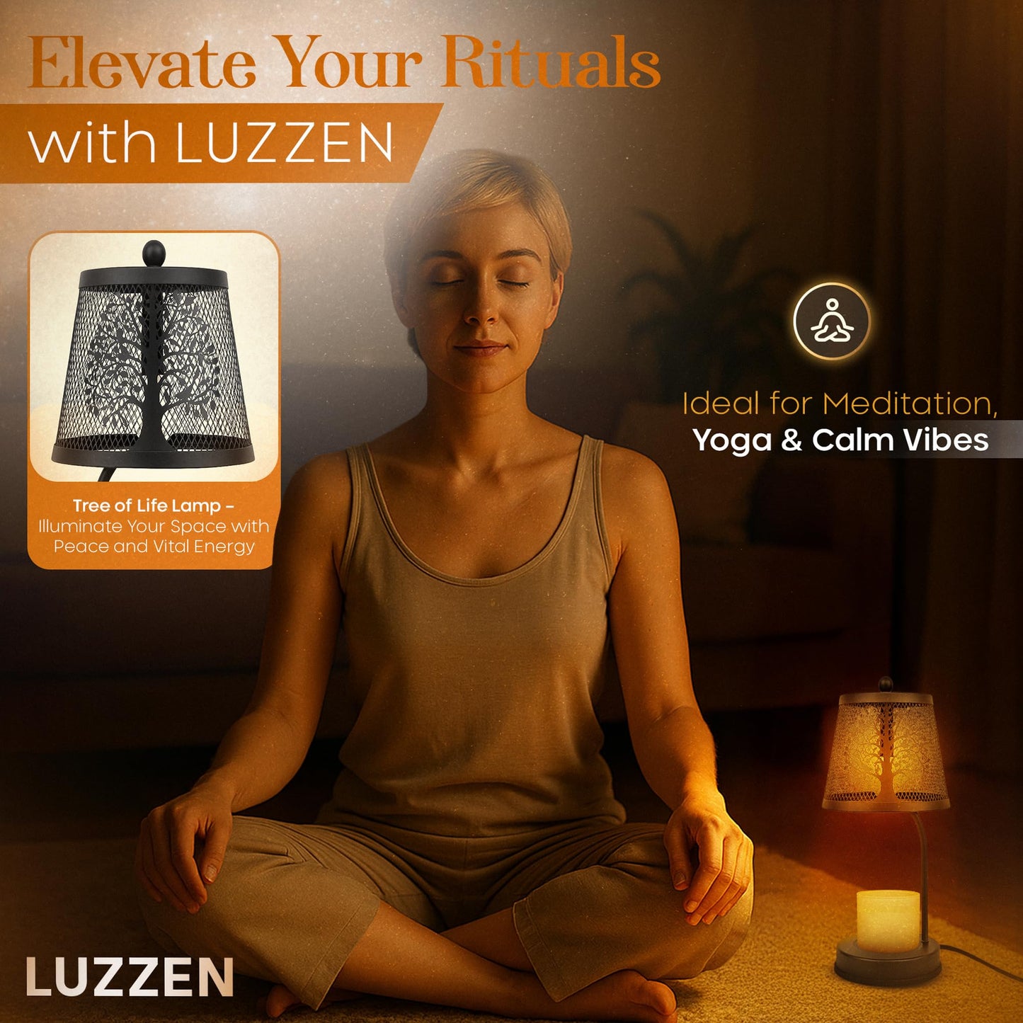 LUZZEN Farmhouse Candle Warmer Lamp Black – Large Flameless & Smokeless Candle Melter lamp with Timer & Adjustable Light,for Aromatic Candles – Zen & Meditation Decor, Lampara para Velas Aromaticas