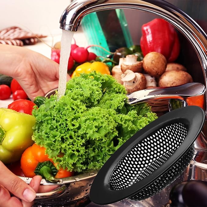 2 Pcs Black Stainless Steel Mesh Sink Drain Strainer, 2.75" Top/1.66" Kitchen