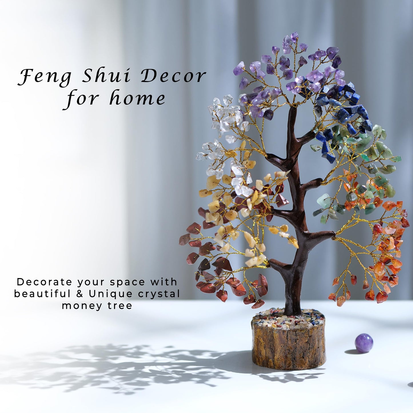 PYOR Chakra Tree, Crystals and Healing Stones, Gifts for Women, Crystal Tree, Home Office Decor, Crystals, House Warming Gifts New Home, Chakra Decor, 300 Chakra Gemstones - 10-12" Money Trees