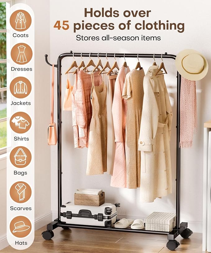 Homde Rolling Clothes Rack