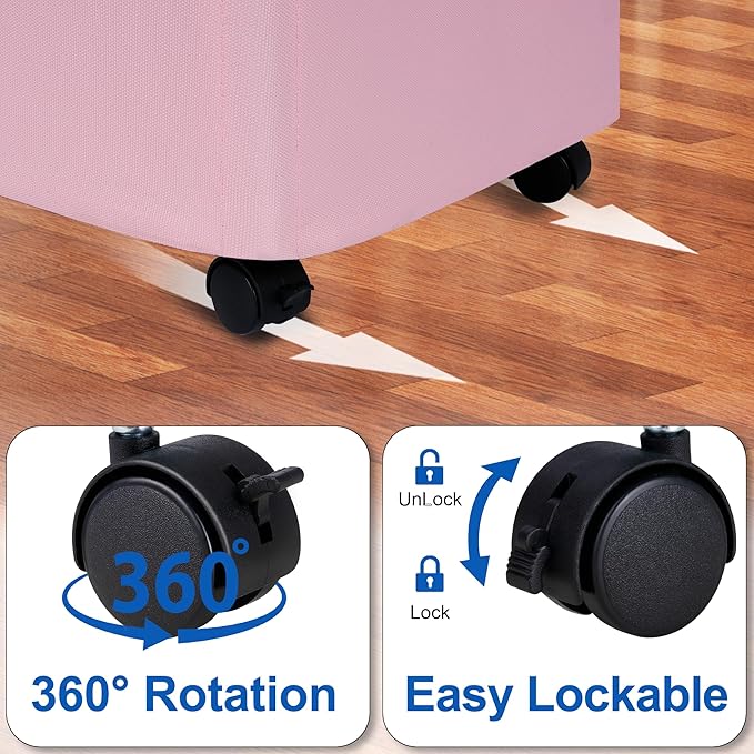 Slim Laundry Hamper with Lid and Wheels, Small Rolling Laundry Basket with
