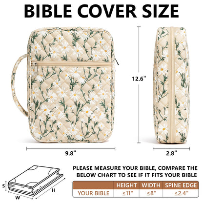 Bible Cover Case for Women Large Bible Bag, Bible Study Supplies Journaling Kit Quilted Church Bag with Handle, Puffer Book Carrying Case w/Tabs Accessories Mothers Day Christian Gifts for Women Mom