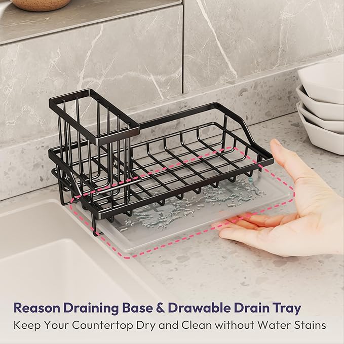 SWTYMIKI Large Sink Caddy Kitchen Sink Organizer