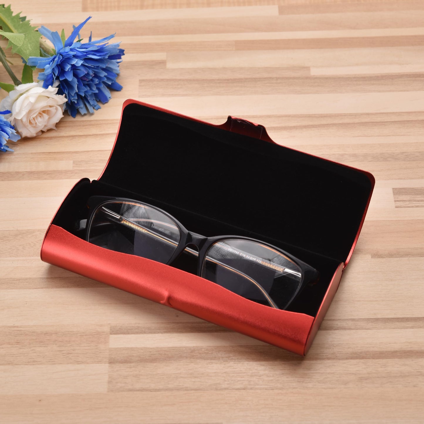 Philley Aluminum Ultra-Light Eyeglass Case Hard Shell Nearsighted Glasses Case for Women & Men(Grapefruit Red)