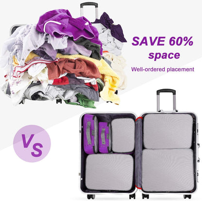 G4Free 3pcs/4pcs/6pcs/7pcs/9pcs Packing Cubes Suitcase Organiser Packing Bags Luggage Organiser Value Set for Travel Home Storage ((1S+2M+2L+1XL)-6PC, Purple)