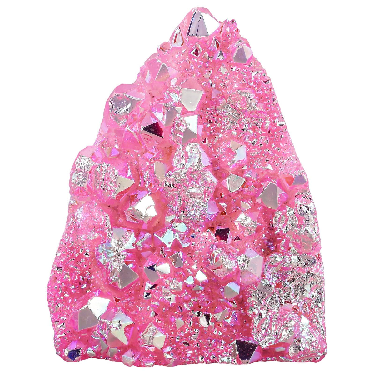 mookaitedecor Natural Clear Quartz Crystal Cluster Titanium Coated Geode Stone Self-Standing Rock Quartz Mineral Specimen for Healing Home Office Decor, Pink
