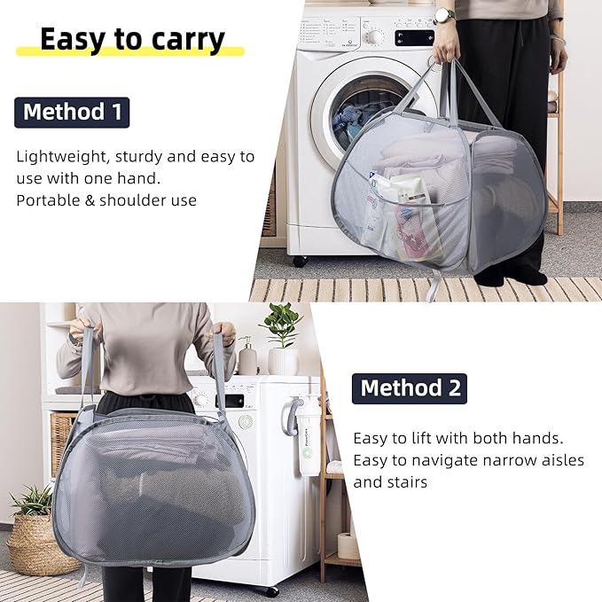 Collapsible Laundry Basket, 90L Foldable Pop-up Laundry Hamper
