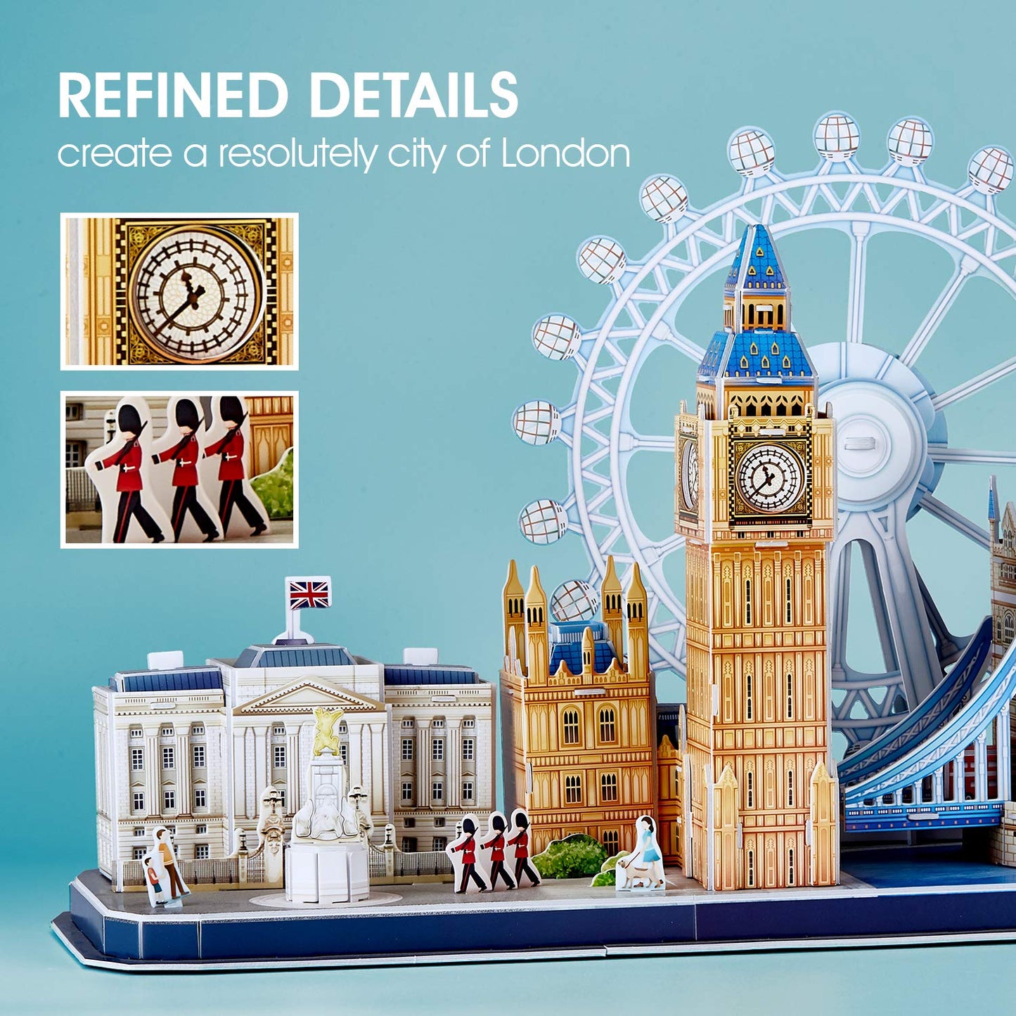 CubicFun 3D Puzzles UK London Bridge Big Ben City Skyline Jigsaw Puzzle for Kids Adults DIY Building Model Kits for Kids Adults, 107 Pieces