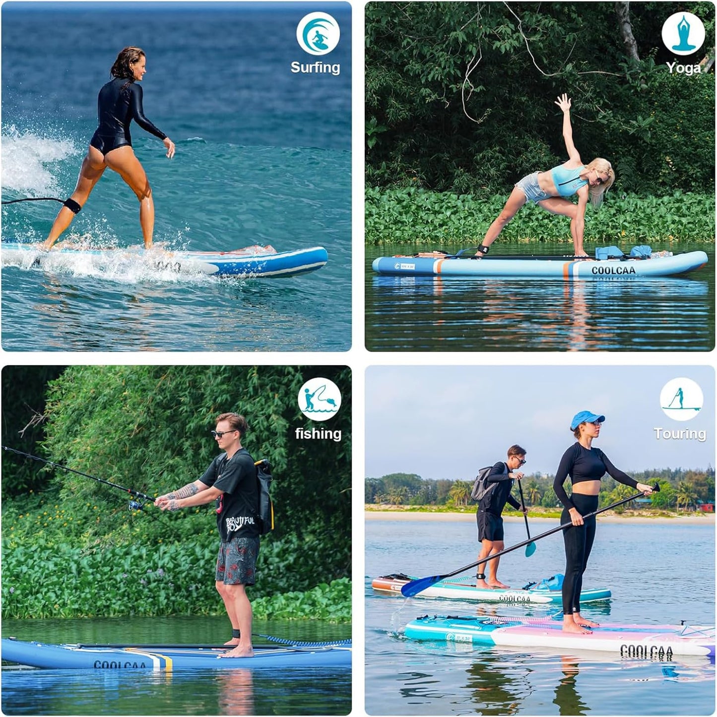 COOLCAA Dolphin Lite 11' Inflatable Stand-Up Paddle Board, 420Lbs Capacity SUP Board with 33'' Extra Wide, Fishing Paddleboard with Accessories & Bag for Adults Youth (Pink Coast)