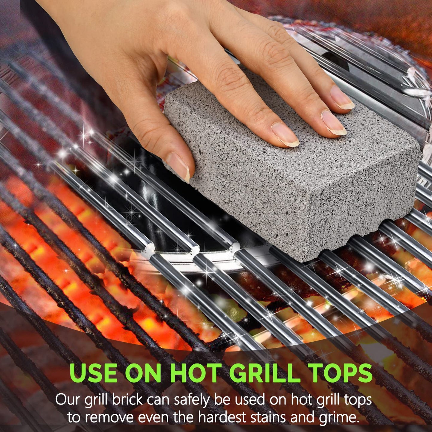 Maryton Grill Stone Cleaning Brick - Griddle Grills Cleaning Kit Block Pumice Stone for Removing Stains BBQ Grease, 3 Count