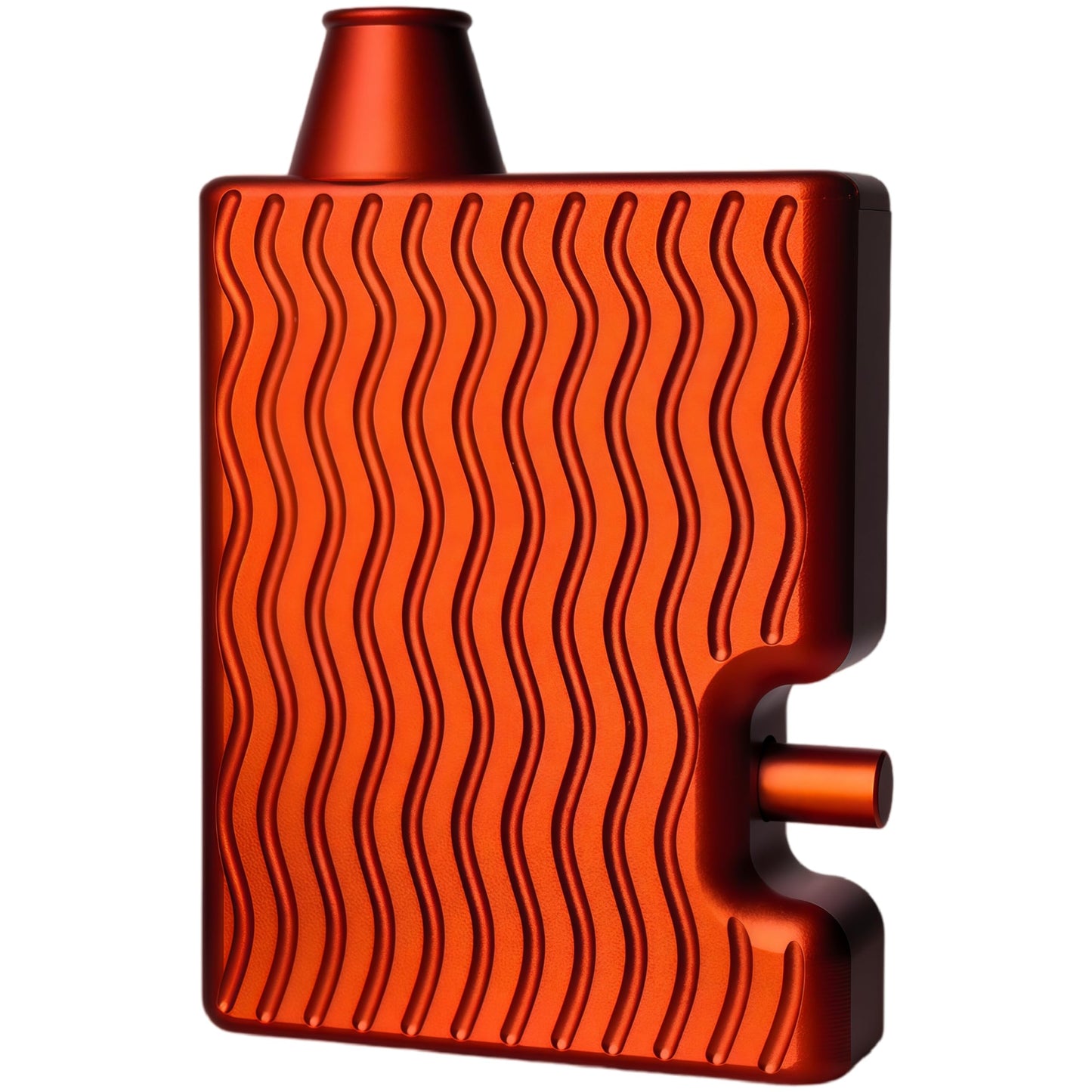 Pepper Shaker Powder Dispenser | Aviation-Grade Aluminum Alloy | One-Button Operation | Magnetic Loading Door | Leak-Proof Discreet Wave-Textured Design | Pocket-Sized (Matte Orange)