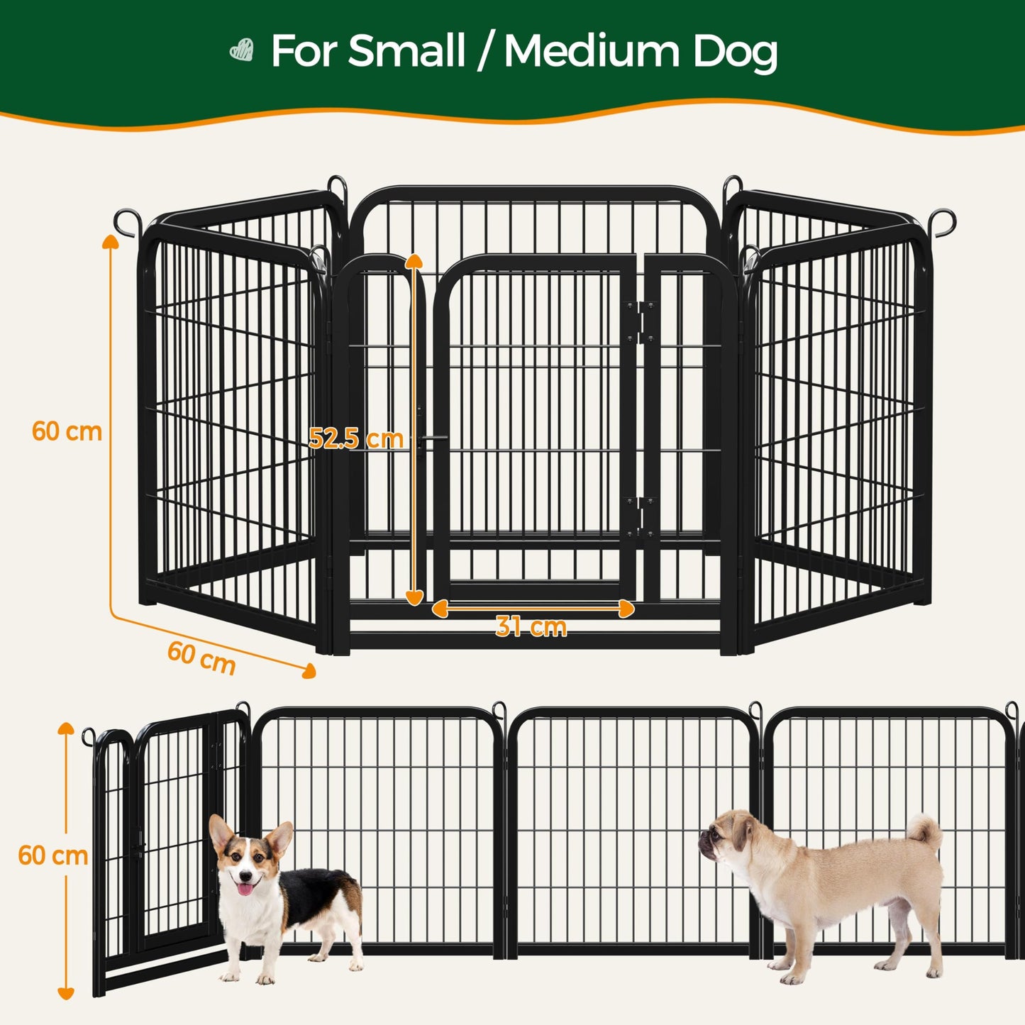 Yaheetech Lightweight Dog Playpen, 6 Panel 60cm Dog Fence Pet Exercise Pen Portable Puppy Play Pen Suitable for RV/Camping