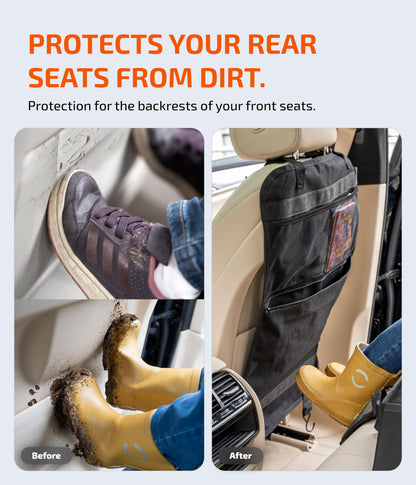 LIONSTRONG Kick Mats - Back Seat Car Organiser - Waterproof and Stain Resistant Seat Protectors (black)