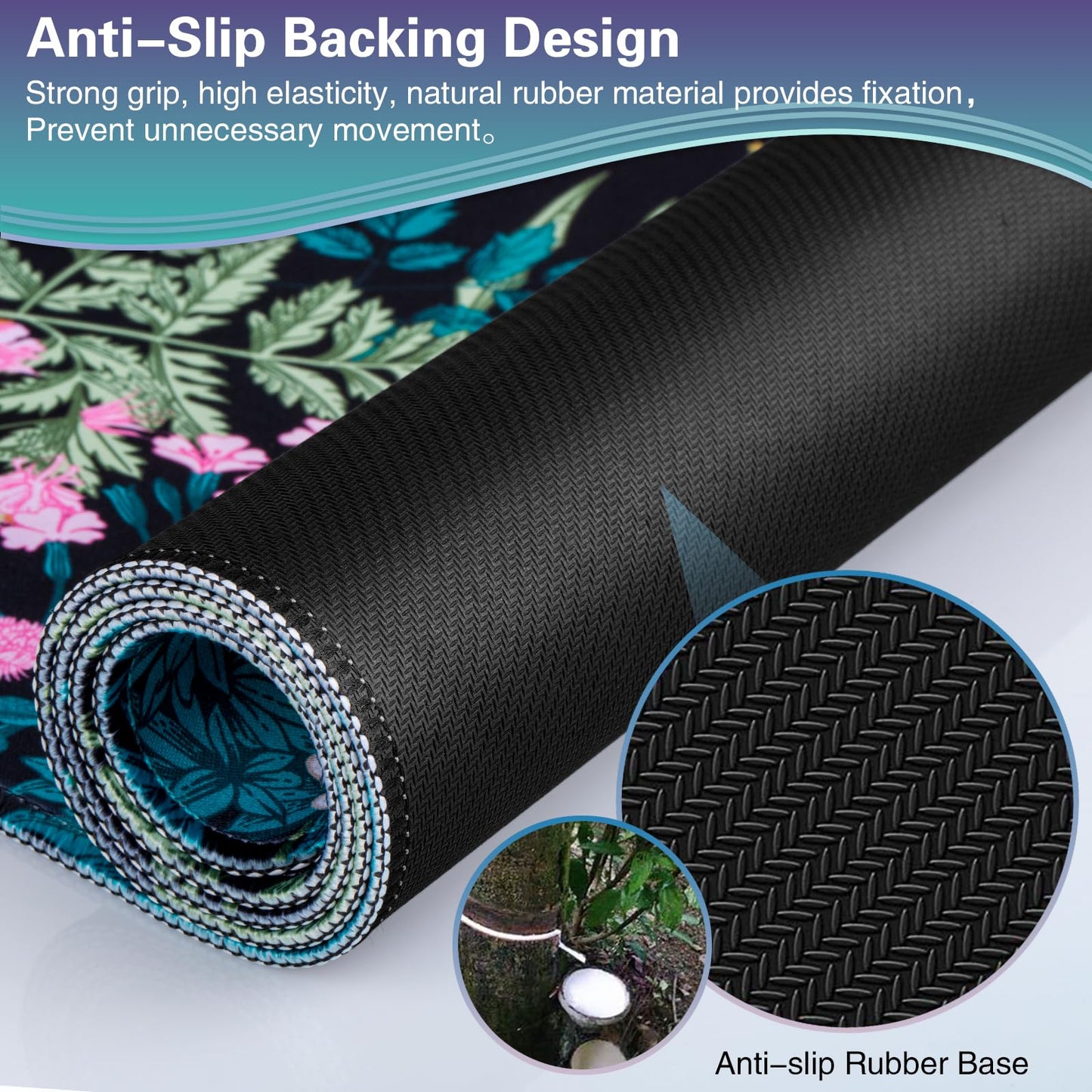 Acezeek Large Mouse Mat,Gaming Mouse Pad,900X400mm(35.4X15.7in) XXL Mousepad,Desk Protector Mat with Anti-Slip Base,Waterproof&Durable Mousemat for Gaming,Office,Home(Flowers & Plants)