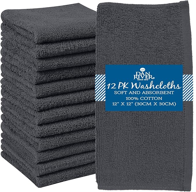 DAN RIVER 12 Pack Wash Cloths for Showering