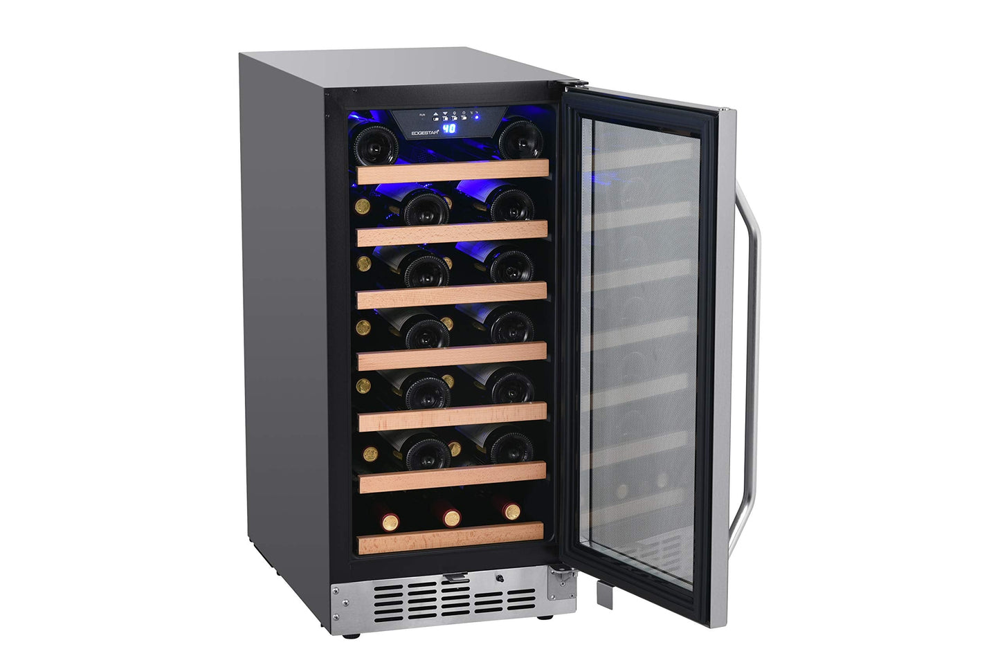 EdgeStar CWR302SZ 15 Inch Wide 25 Bottle Built-In Single Zone Wine Cooler with Reversible Lockable Door and LED Lighting - Stainless Steel
