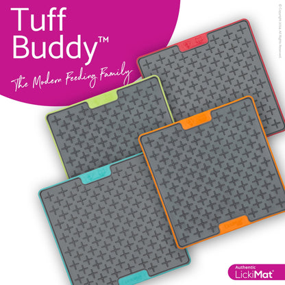 Lickimat Tuff, Heavy-Duty Buddy, Dog Slow Feeder Lick Mat, Boredom Anxiety Reducer; Perfect for Food, Treats, Yogurt, or Peanut Butter, Fun Alternative to a Slow Feed Dog Bowl - Red