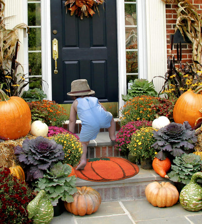 Halloween Bathroom Rugs Fall Bath mat Pumpkin Shape Cartoon Cute Bath Mat Small BathroomRug Plush Water Absorbent Bathtub Bathroom Doormats Non-Slip Washable Toilet Rug