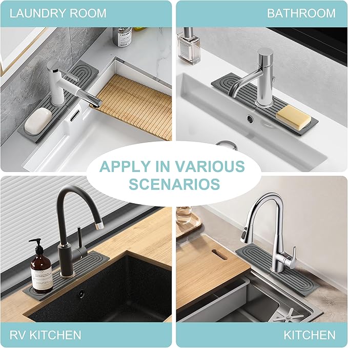 Faucet Mat for Kitchen Sink, Diatomite Fast Drying Stone Sink Tray, Super