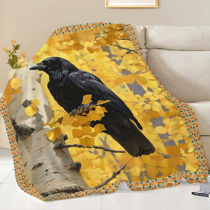 Crow Blanket for Girls Women Boys Men Adults Kids Soft Cozy Fleece Raven Throw Blankets Gifts Warm Flannel Plush Lightweight Decor for Couch Bed Sofa 50"X40"