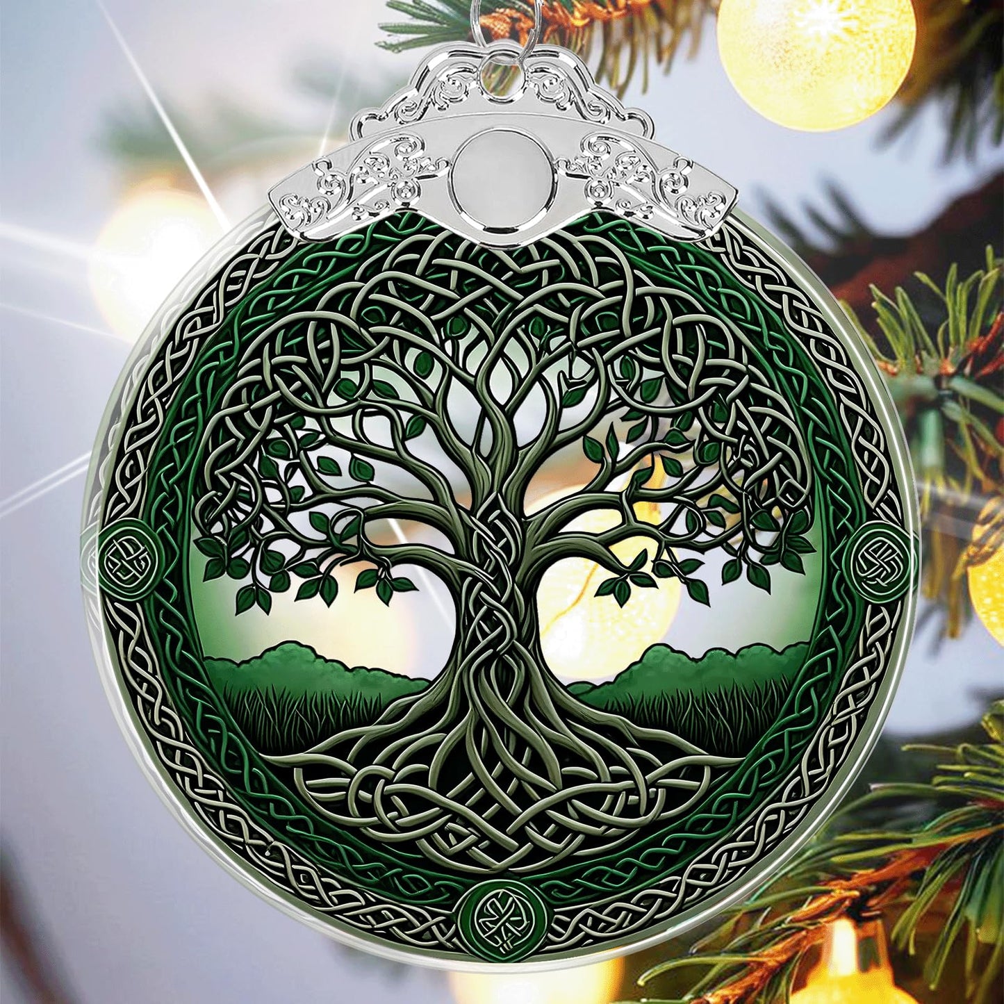 Tree of Life Crystal Glass Hanging Ornaments for Christmas Tree and Xmas Gift Exchange - Tree of Life Stained Glass Ornament - Christmas Tree Decor, Holiday Keepsake Present Idea