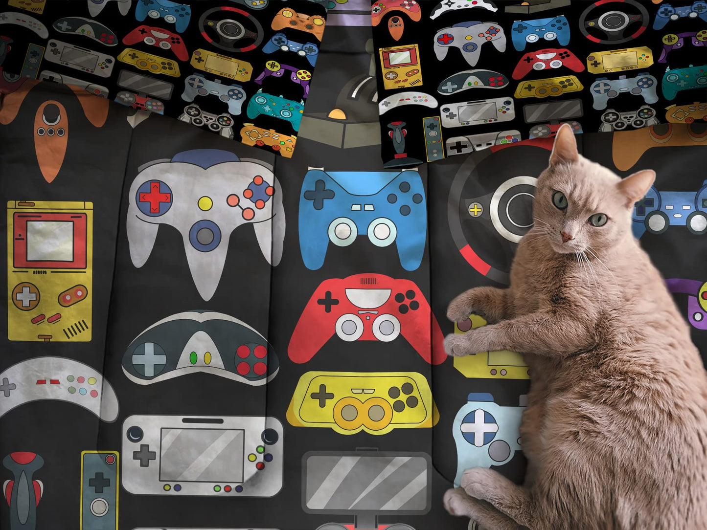 Sunnycitron Gamer Bedding Sets for Boys Teens Twin Size Gaming Comforter Set Kids Game Controller Bed Room Decor,1 Comforter 2Pillowcase