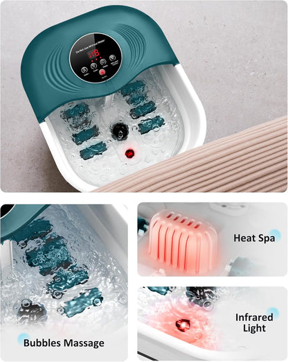 Foot Spa Bath Massager with Heat, Bubbles, Vibration, 8 Removeable Roller (not Motorized), Pedicure Foot Spa with 95-118℉ Temperature Control for Relaxing Feet at Home