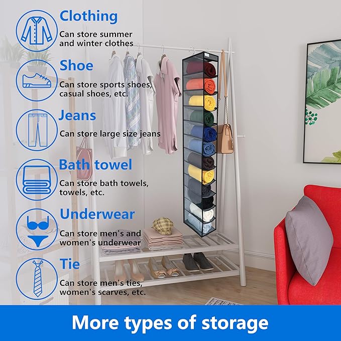 Closet Organization, 12 Section, Hanging Closet Organizer, Space Saving