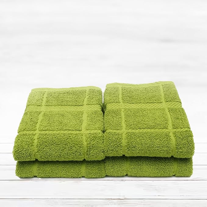 100% Cotton Terry Dish Towels, 4 Pack Plain, 16 x26 Inches, Super Soft and