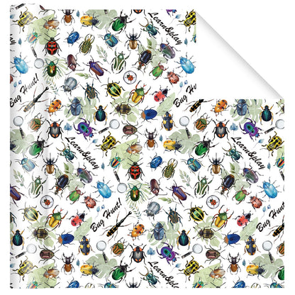 Insect Wrapping Paper Roll - 17Inch x16.4Feet - Beetle Bugs&Leaves Colorful Gift Wrap for Nature Parties,Birthdays,Celebrations