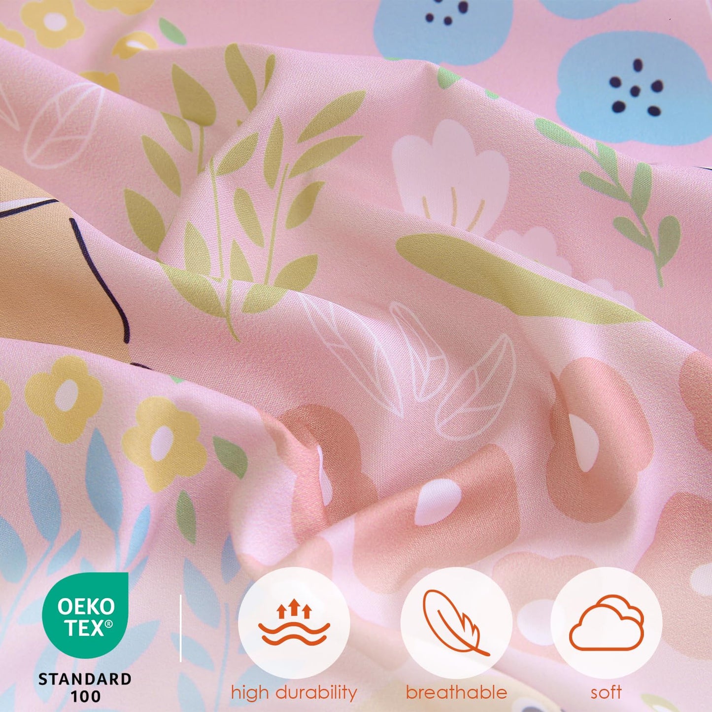 Homilay Toddler Size Light Pink Comforter Set for Kids, Toddler, Boys&Girls, 4 Pieces Bed-in-a-Bag Bedding Set, All Season Ultra Soft Oeko TEX Sheets Set with Comforter, (Cute Rabbit)
