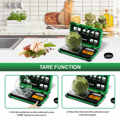 ACCT Precision Pocket Scale, 200gx0.01g jewelry gram scale, digital food scalewith LCD display, one-click conversion 6 units, mini scale for kitchen/powder/herb/coins(Battery included)