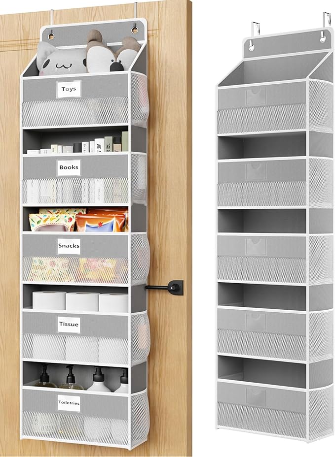 Over The Door Organizer Hanging, 5 Shelf Behind The Doors Storage, Pantry Door