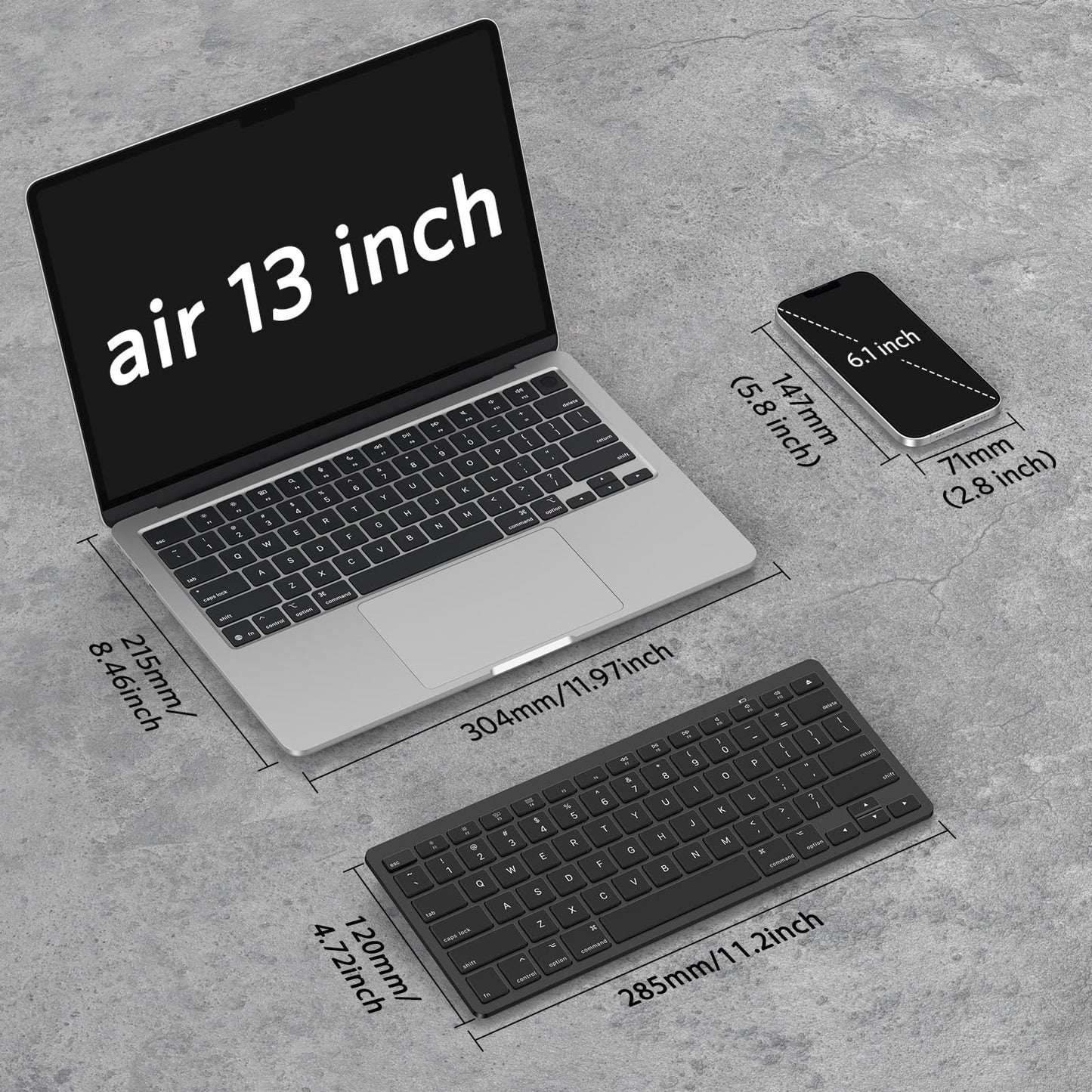 OMOTON Bluetooth Keyboard Compatible with Mac, Compact Wireless Keyboard Compatible with MacBook Pro/Air, iMac, Mac mini/Pro Laptop and PC (Silver)