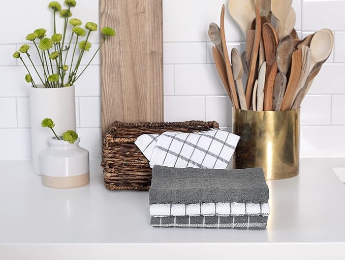 Ritz Terry Check Dish Cloth Set: Highly Absorbent & Super Soft