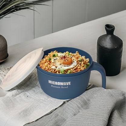Layron Large Ramen Bowl, Ramen Noodle Bowls Microwavable 45 oz, Ramen Cooker, Microwave Pasta Cooker, Ramen Bowl Microwave Gift for College Boys Girls Male Female Dorm Room (blue)