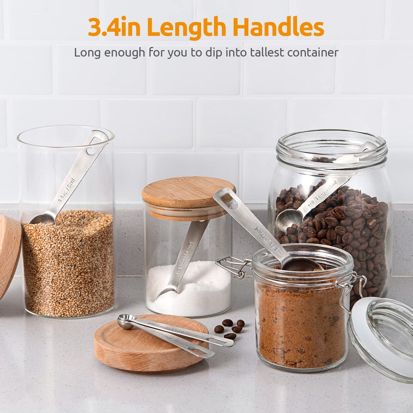 U-Taste 18/8 Stainless Steel Measuring Spoons Set: 7 Piece - 1/8, 1/4, 1/2, 3/4 tsp, 1 tsp, 1/2 & 1 tbsp for Dry & Liquid Ingredients