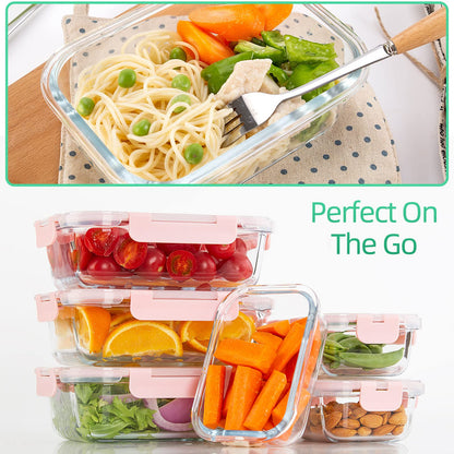 UMEIED Glass Meal Prep Containers 2 Compartment with Lids (5 Pack, 36oz), Divided Glass Storage Containers for Lunch at Work, Leak-Proof Portion Control Food Containers, Microwave/Dishwasher Safe