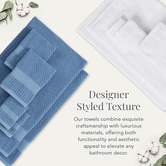 NY Loft 100% Cotton Hand Towel 6 Pack | Super Soft & Absorbent Quick-Dry Hand
