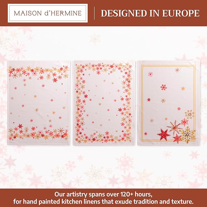 Maison d' Hermine Kitchen Towels Set of 3 100% Cotton 20" x 27.5" Reusable
