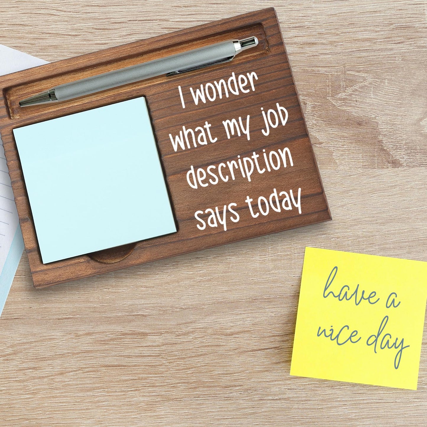 Pariveca Funny Coworker Desk Organizer Gift, Humor Sticky Note Holder Appreciation Thank You Gift for Coworker Friend Boss, Sarcastic Office Desk Decor PB078