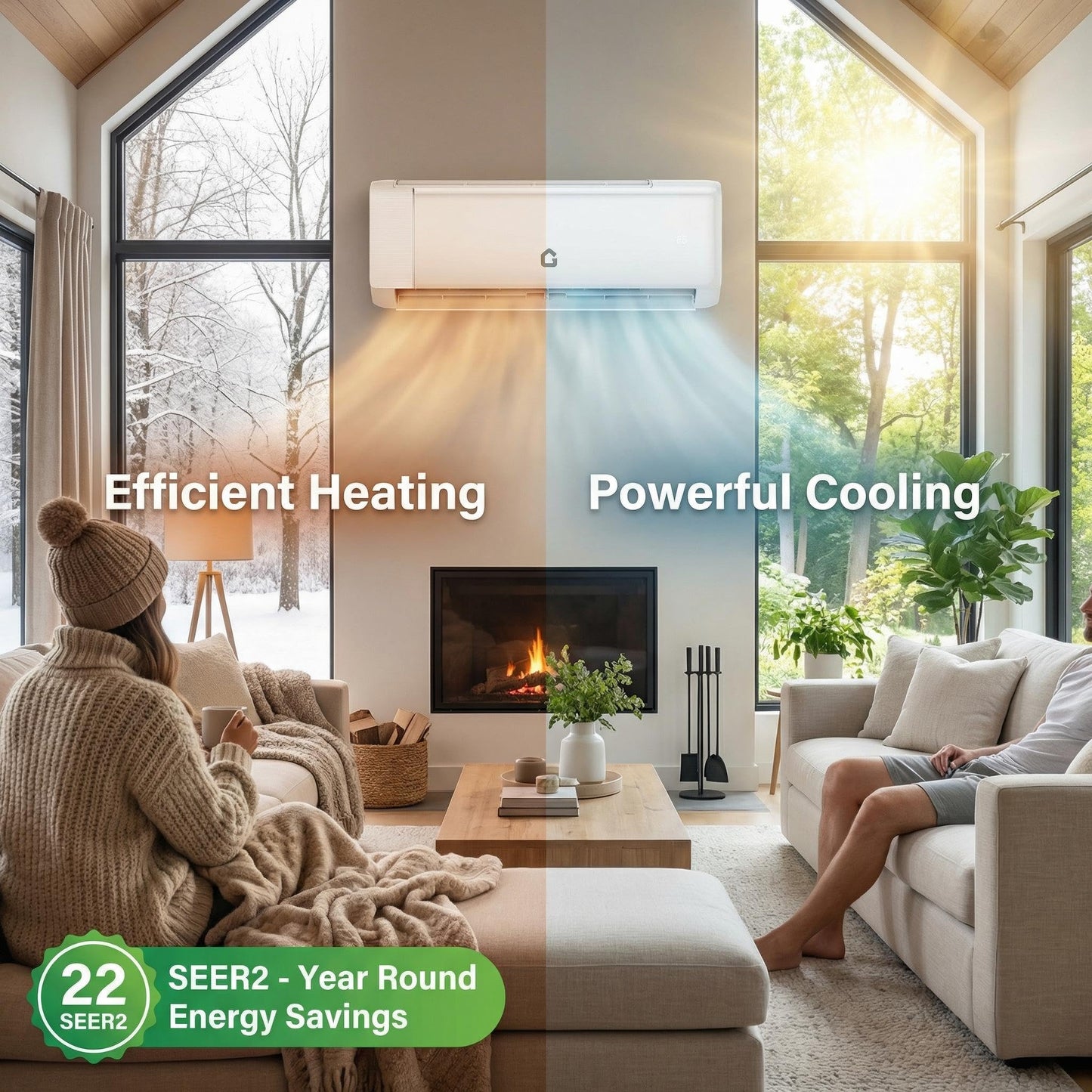 12000 BTU Mini Split Air Conditioner & Heater,Cools Rooms Up to 750 Sq.Ft,22 SEER2 110V Energy Saving Wall Mounted AC Unit,WiFi Enabled,Include Remote Control,Condenser & Heat Pump,Installation Kits